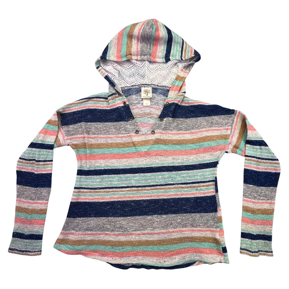 Self Esteem Hoodie Sweater Women's Medium Lightweight Hooded Pullover‎ Striped
